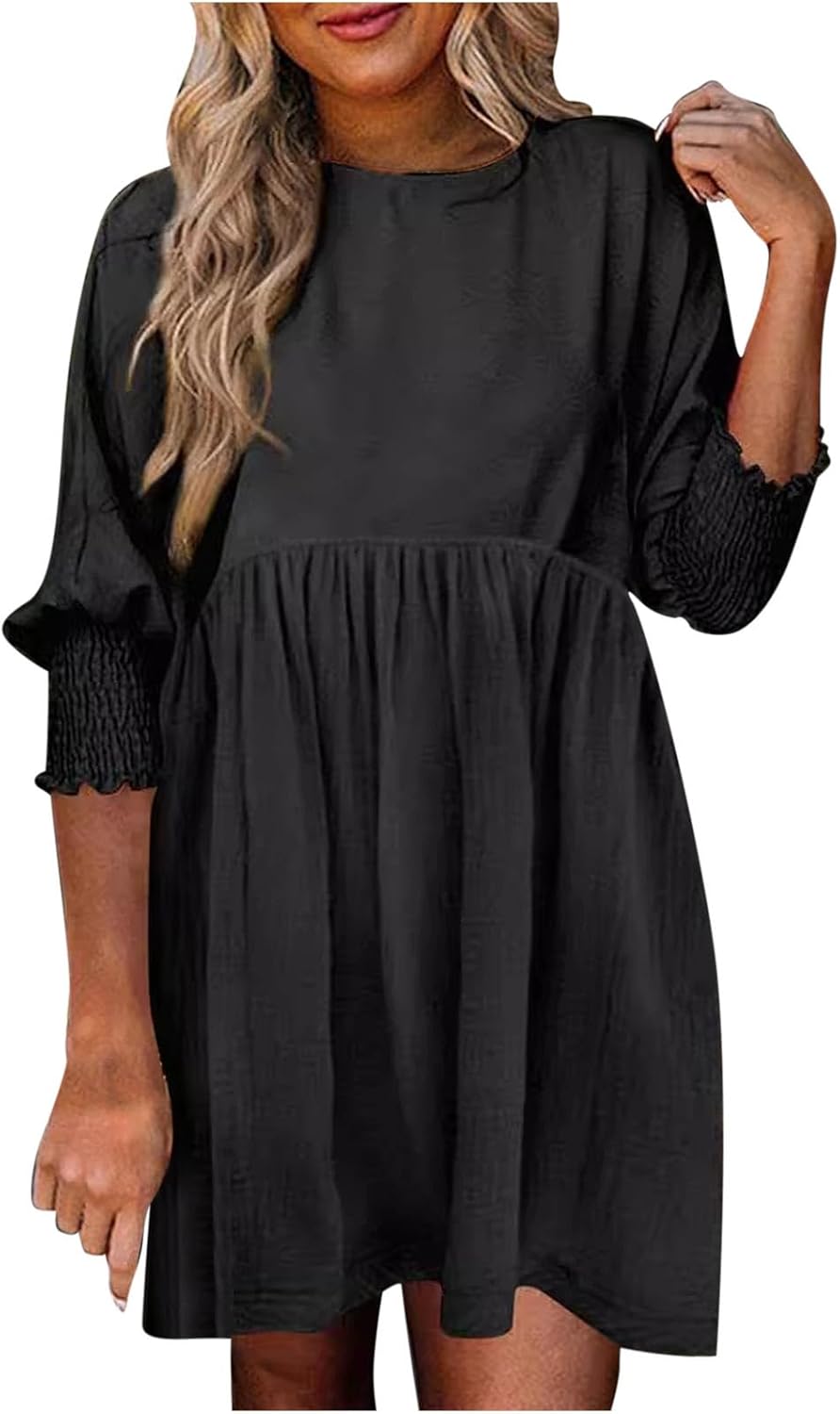 Women's Mini Dress | Balloon Sleeves with Smocked Cuffs