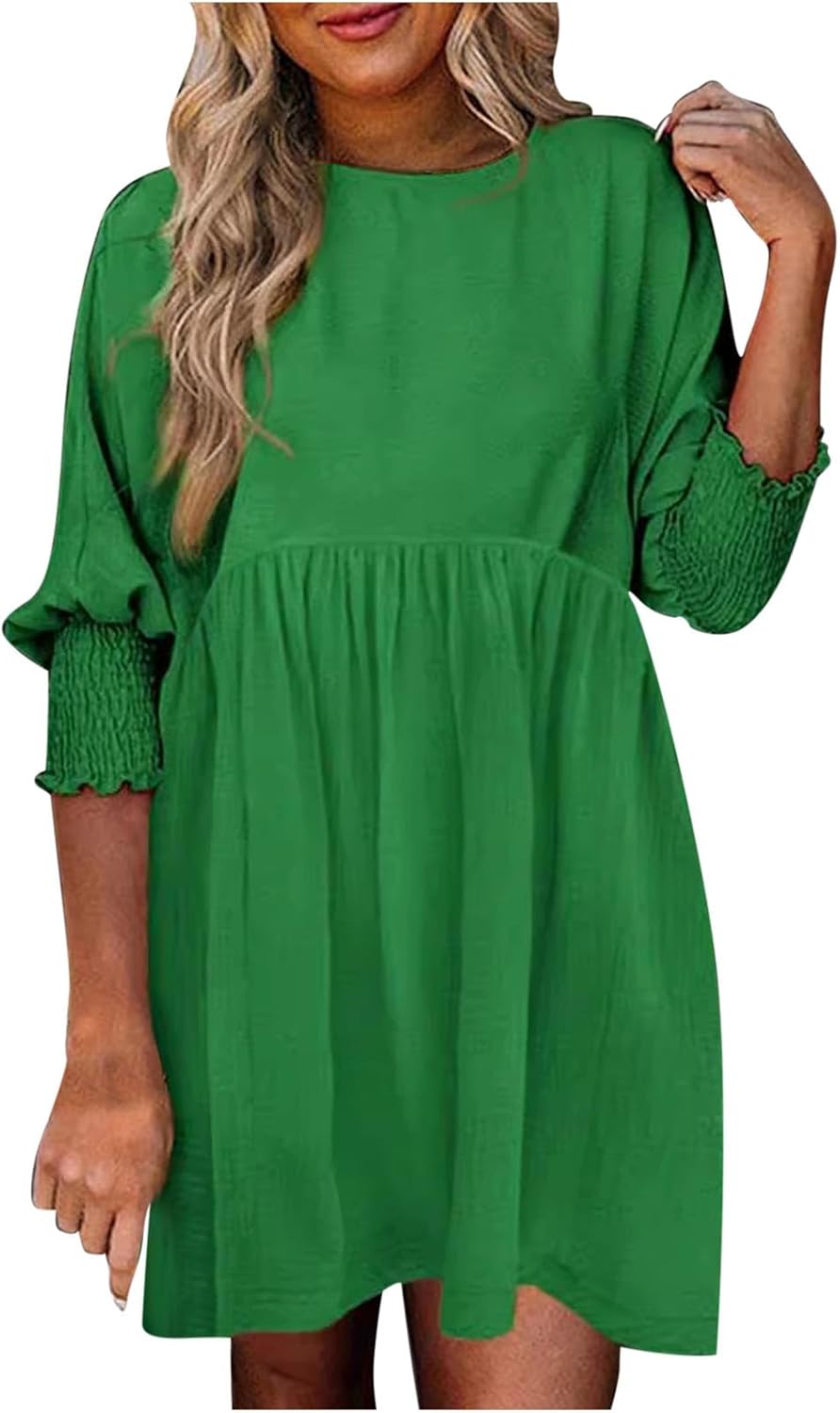 Women's Mini Dress | Balloon Sleeves with Smocked Cuffs