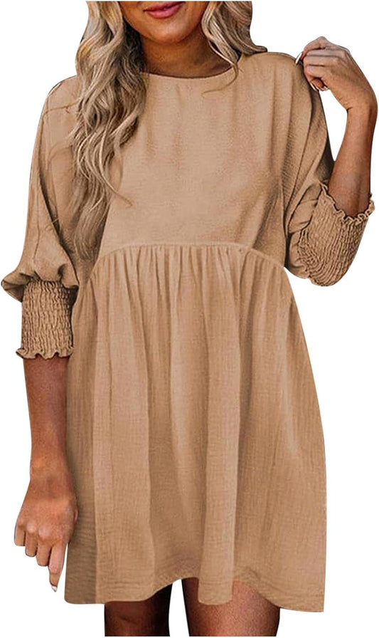 Women's Mini Dress | Balloon Sleeves with Smocked Cuffs