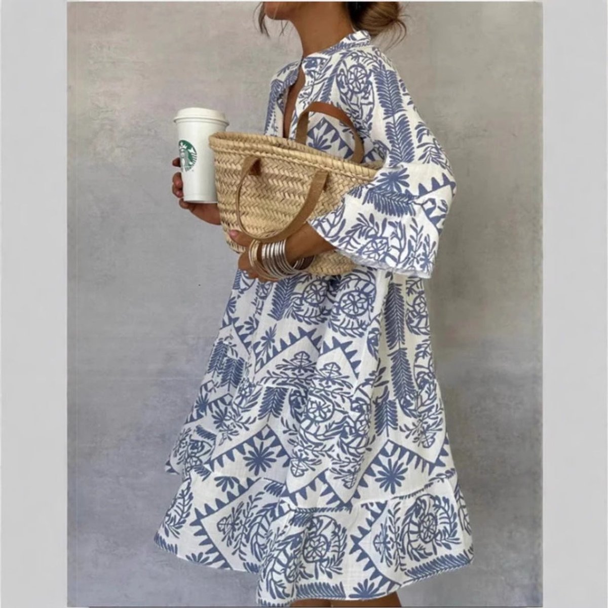 Women's Mini Dress | Block Print Tunic Swing Dress