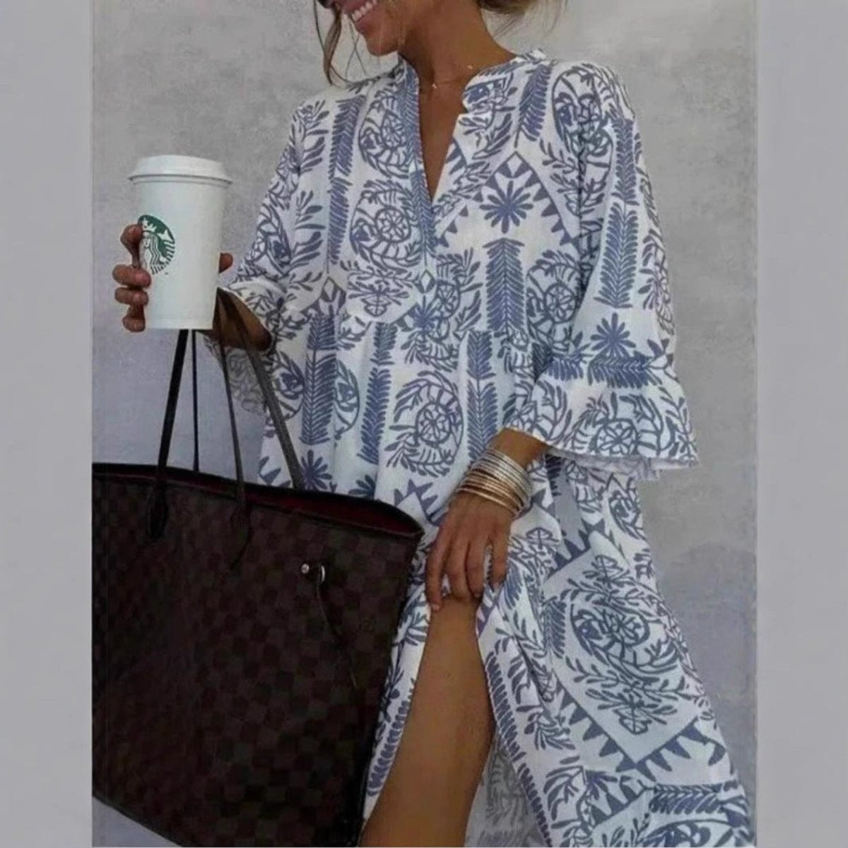 Women's Mini Dress | Block Print Tunic Swing Dress