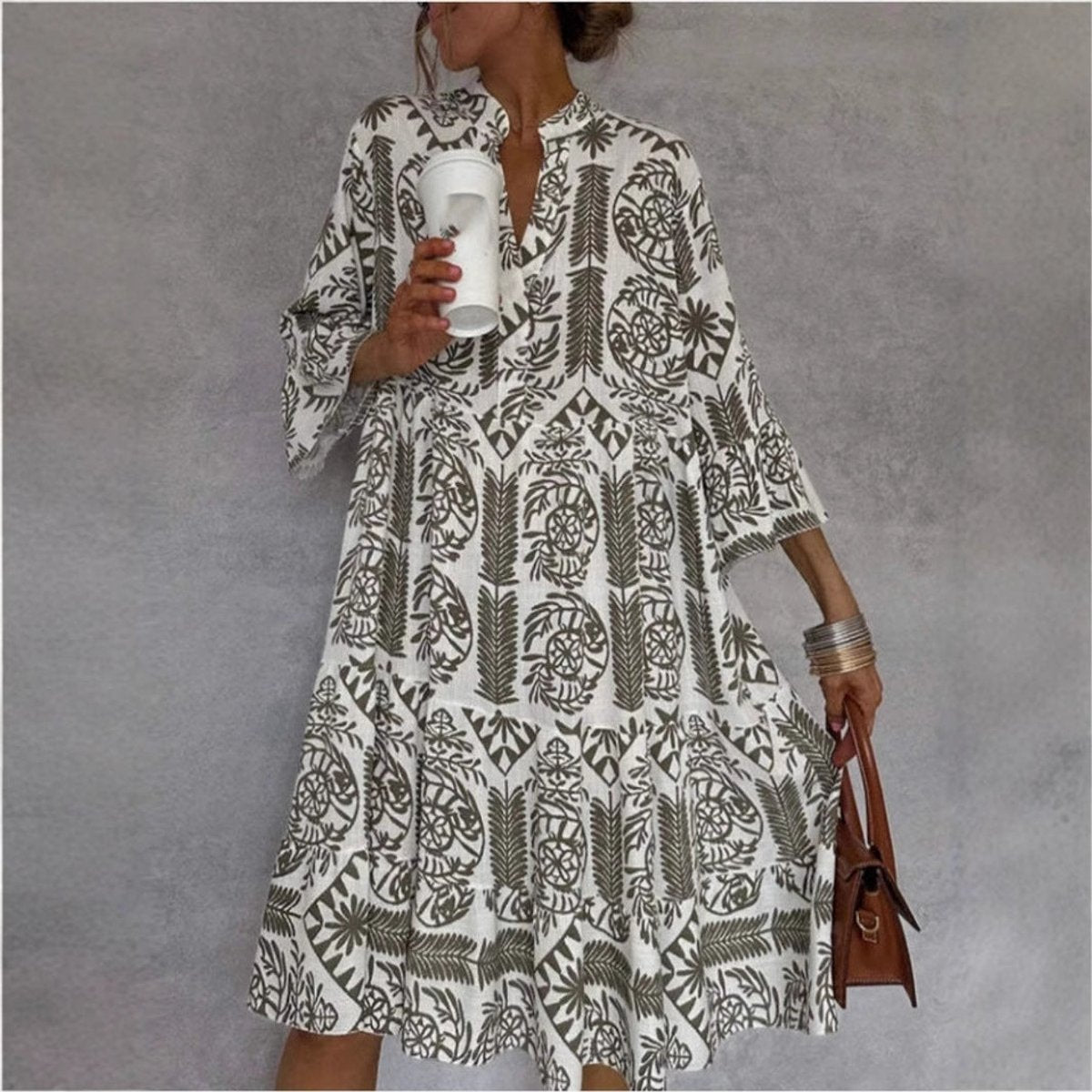 Women's Mini Dress | Block Print Tunic Swing Dress