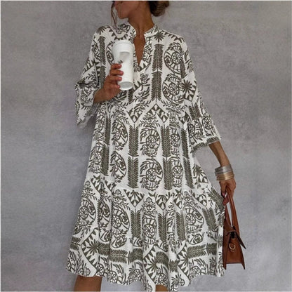 Women's Mini Dress | Block Print Tunic Swing Dress