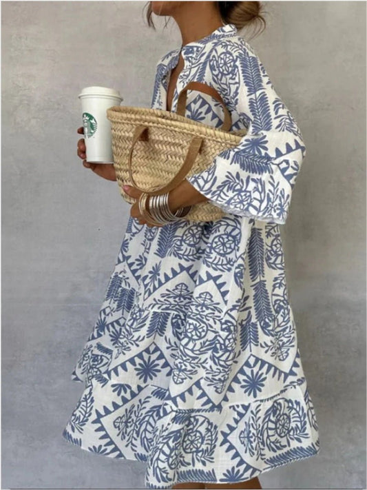 Women's Mini Dress | Block Print Tunic Swing Dress