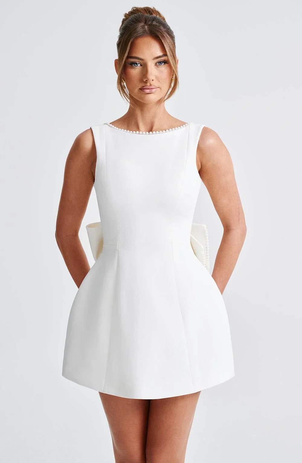 Women's Mini Dress | Pearl Detail & A-Line Fit