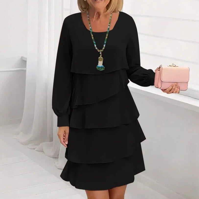 Women's Mini Dress | Tiered Long Sleeve Ruffle Dress