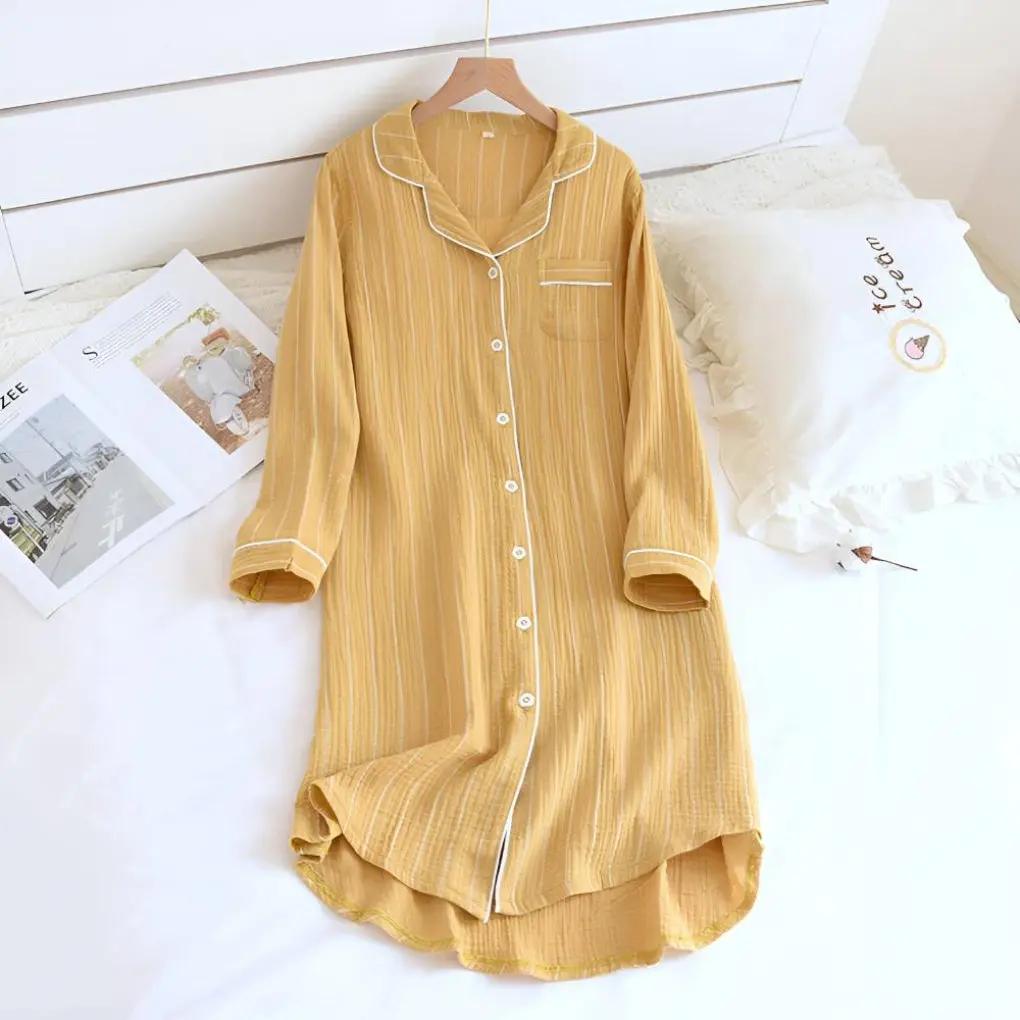 Women's Nightgown | Piped Notch Collar, Button Front