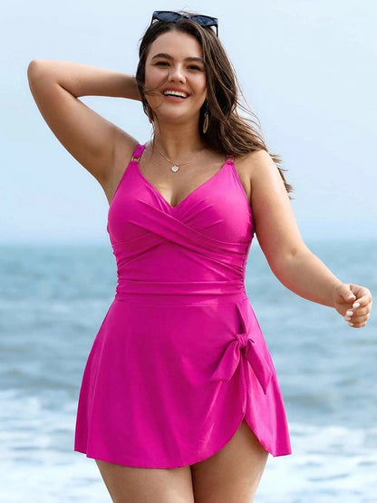 Women's One Piece Swimdress | Crossover V-Neck & Tummy Control