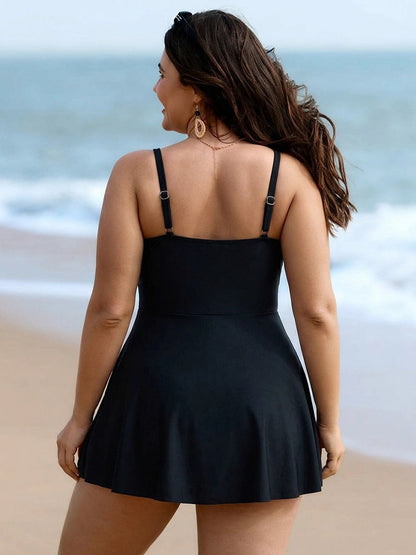 Women's One Piece Swimdress | Crossover V-Neck & Tummy Control