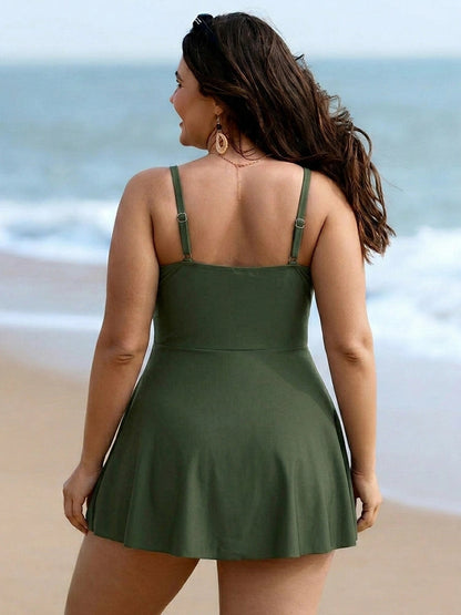 Women's One Piece Swimdress | Crossover V-Neck & Tummy Control