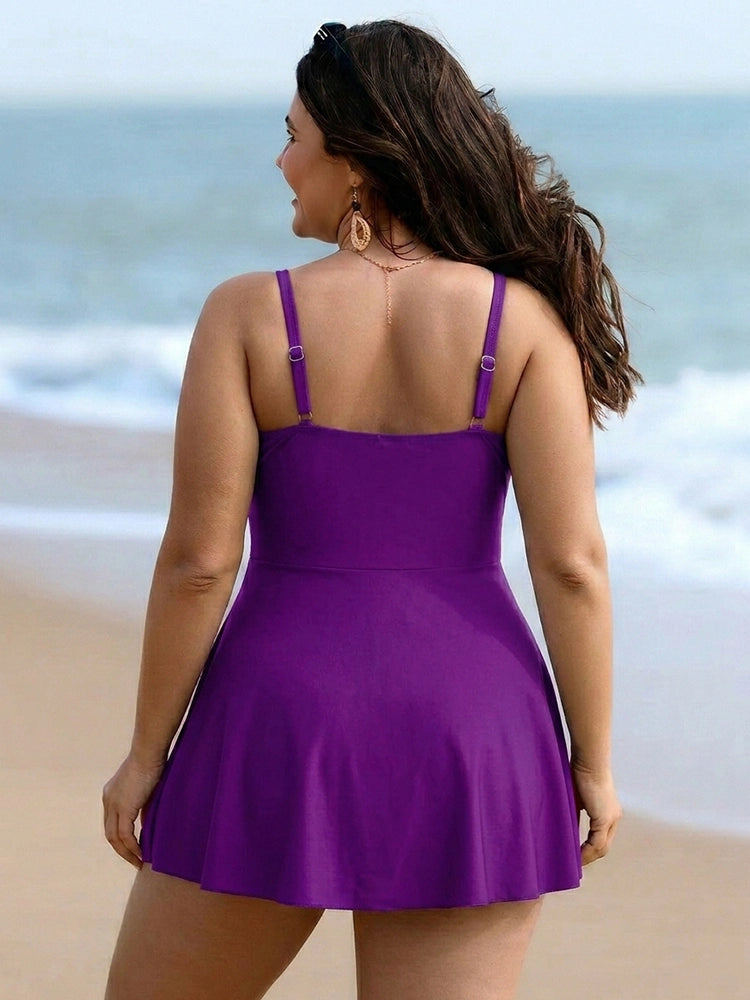 Women's One Piece Swimdress | Crossover V-Neck & Tummy Control