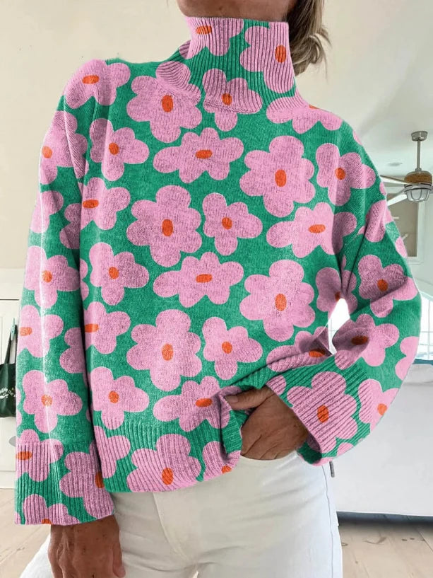 Women's Oversized Jumper | Floral Pattern & Relaxed Fit
