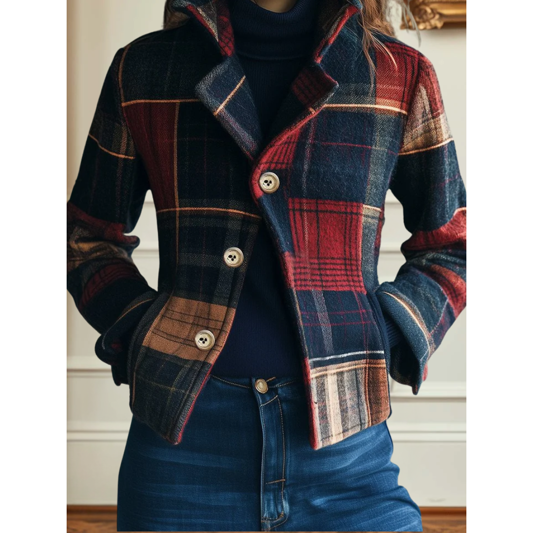 Women's Plaid Jacket | Stand-Collar & All-Day Comfort