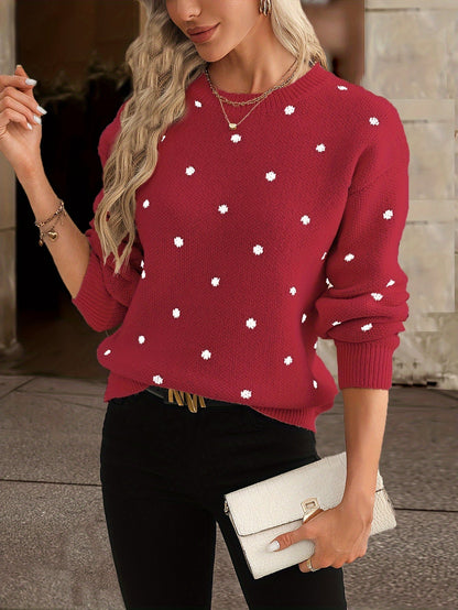 Women's Polka Dot Sweater | Crew Neck Knit