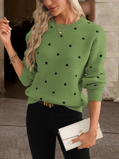 Women's Polka Dot Sweater | Crew Neck Knit