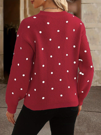 Women's Polka Dot Sweater | Crew Neck Knit