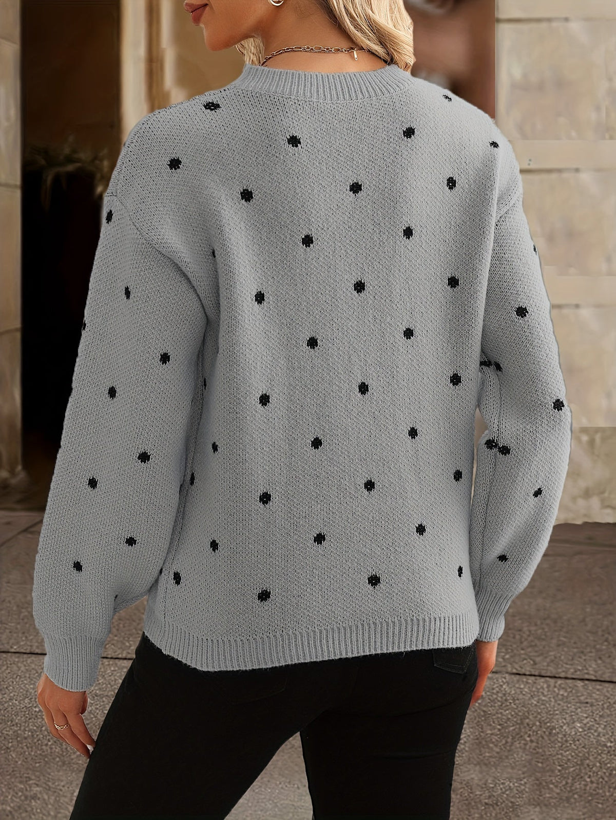 Women's Polka Dot Sweater | Crew Neck Knit