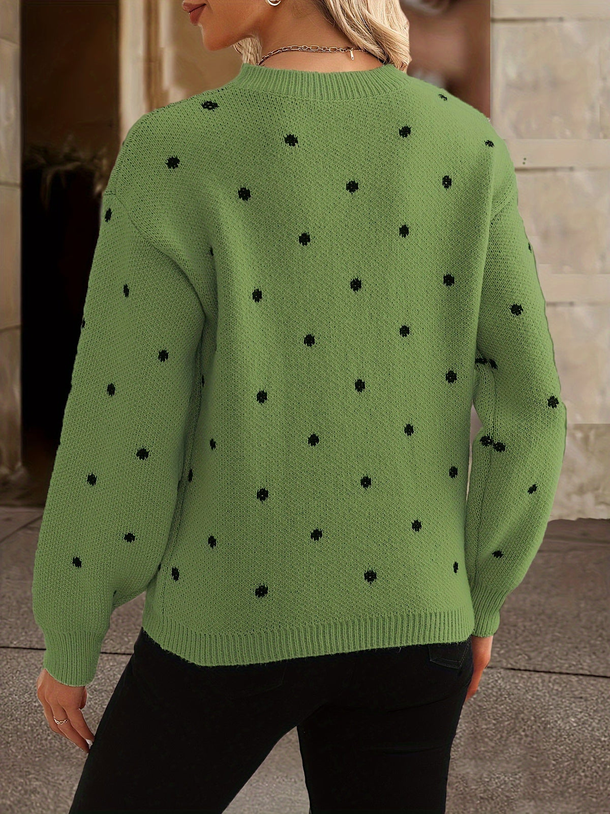 Women's Polka Dot Sweater | Crew Neck Knit