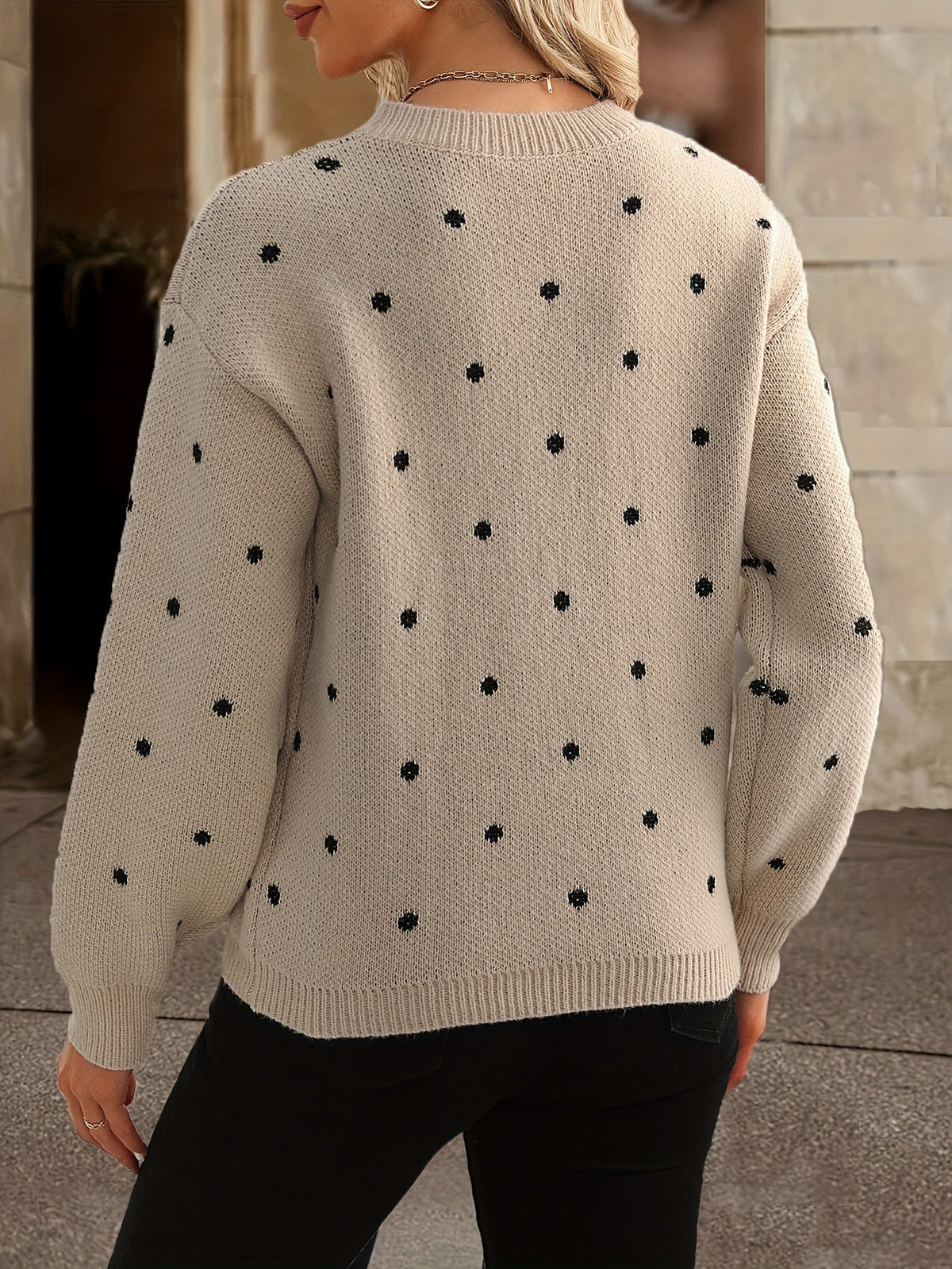 Women's Polka Dot Sweater | Crew Neck Knit