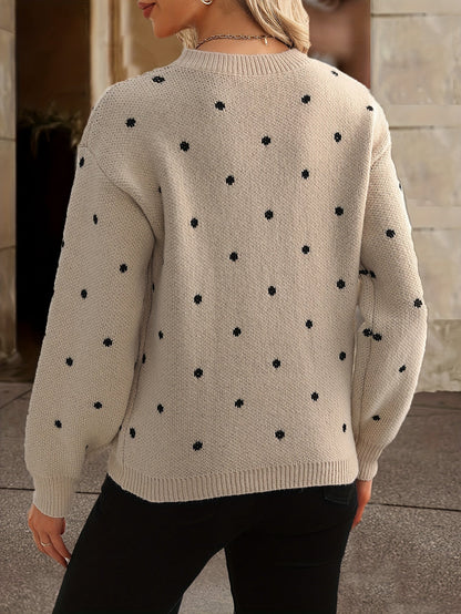 Women's Polka Dot Sweater | Crew Neck Knit