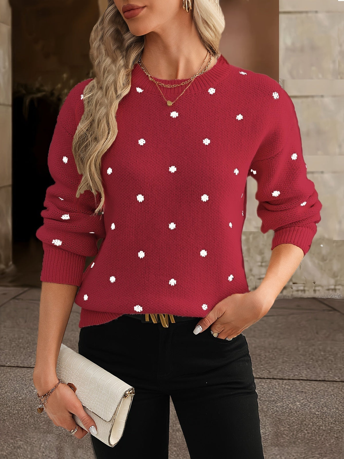 Women's Polka Dot Sweater | Crew Neck Knit