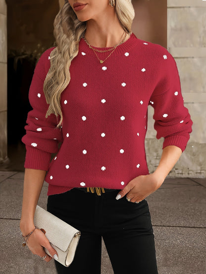 Women's Polka Dot Sweater | Crew Neck Knit