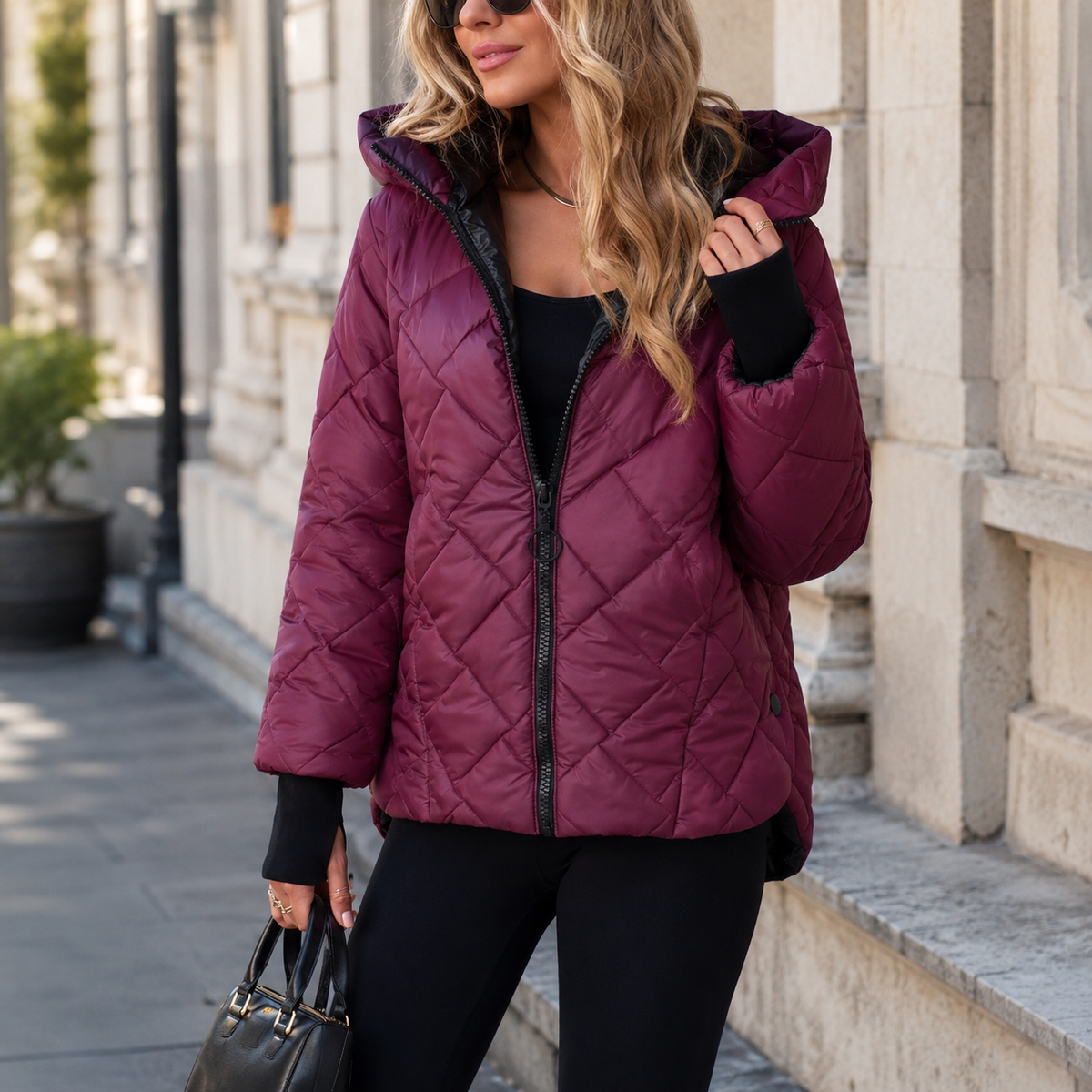 Women's Puffer Jacket | Diamond Quilted & Hooded