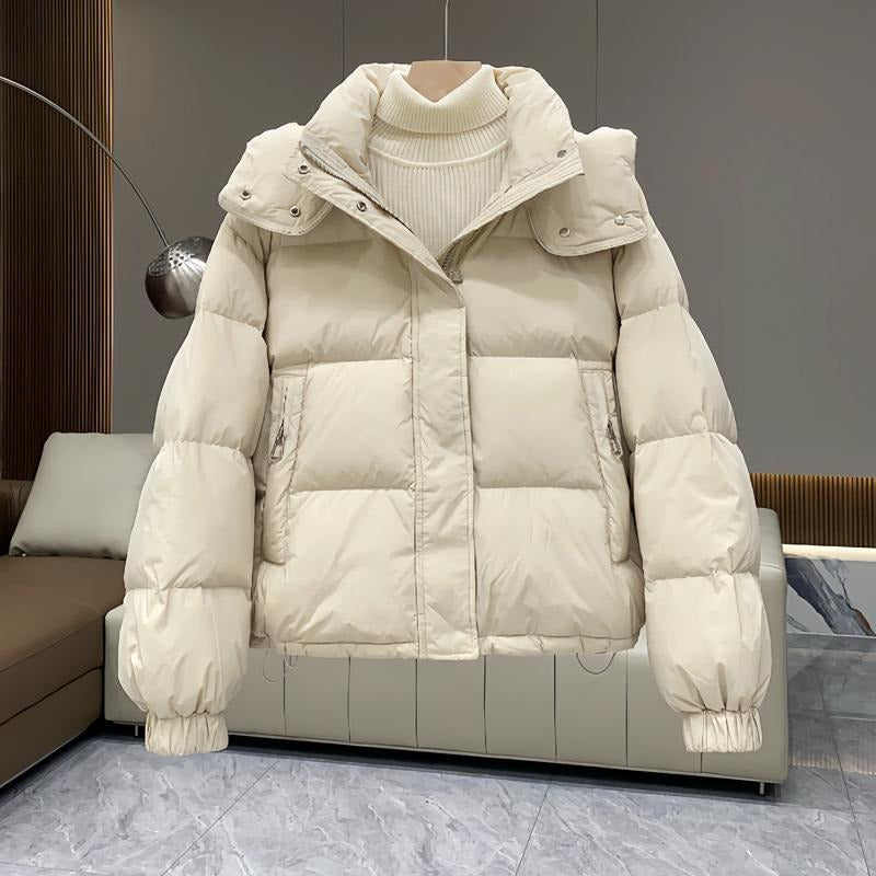 Women's Puffer Jacket | High Neck & Hooded Design