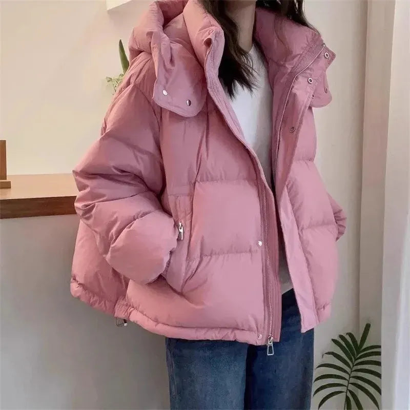 Women's Puffer Jacket | High Neck & Hooded Design