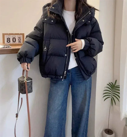 Women's Puffer Jacket | High Neck & Hooded Design
