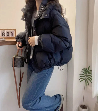 Women's Puffer Jacket | High Neck & Hooded Design