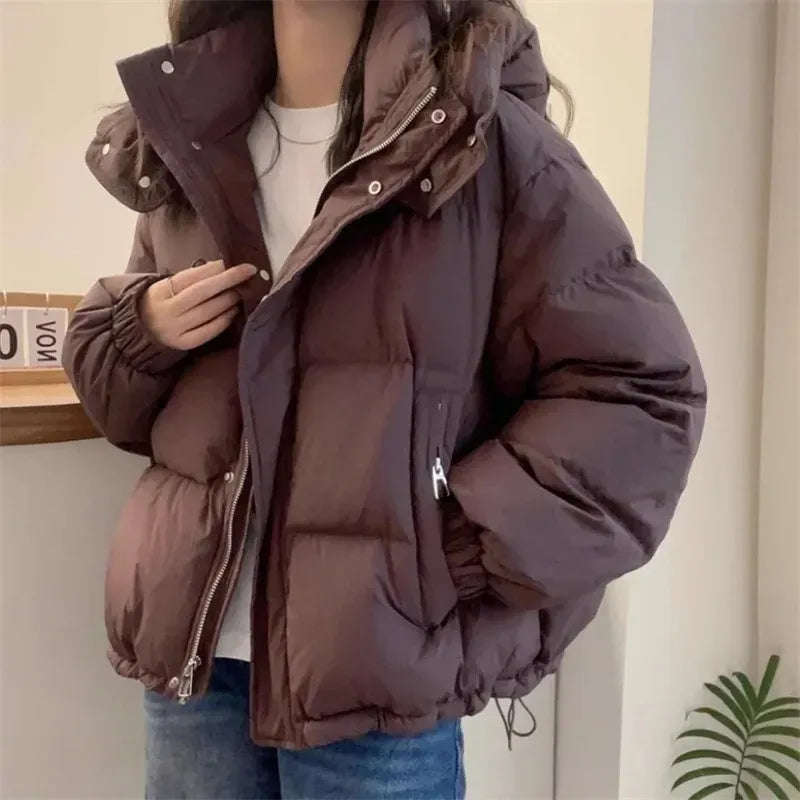 Women's Puffer Jacket | High Neck & Hooded Design