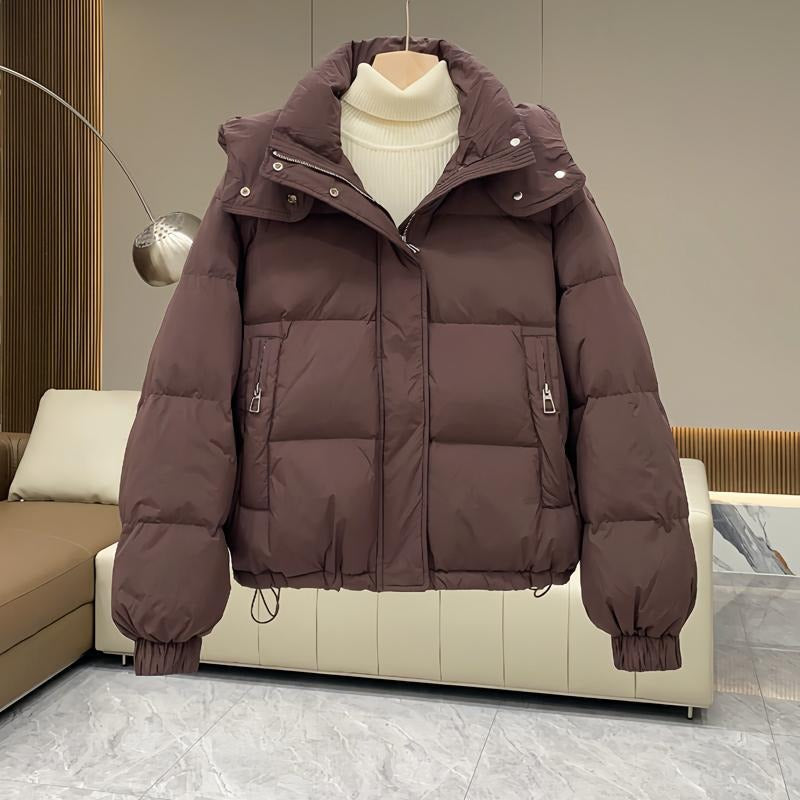 Women's Puffer Jacket | High Neck & Hooded Design