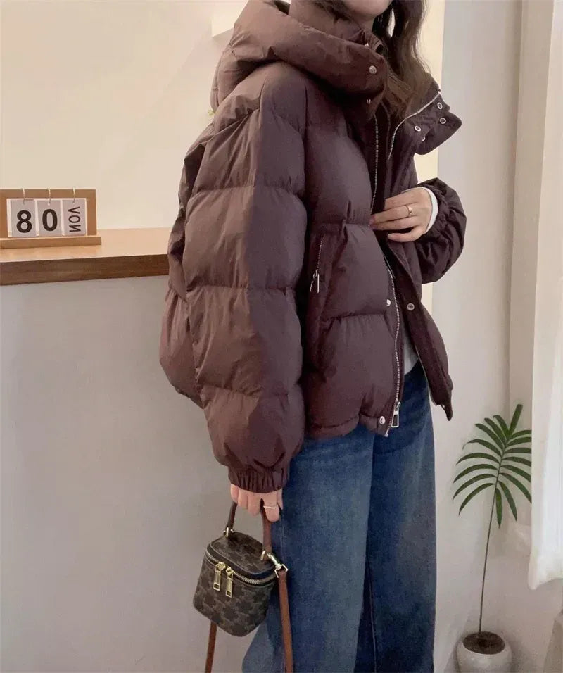 Women's Puffer Jacket | High Neck & Hooded Design