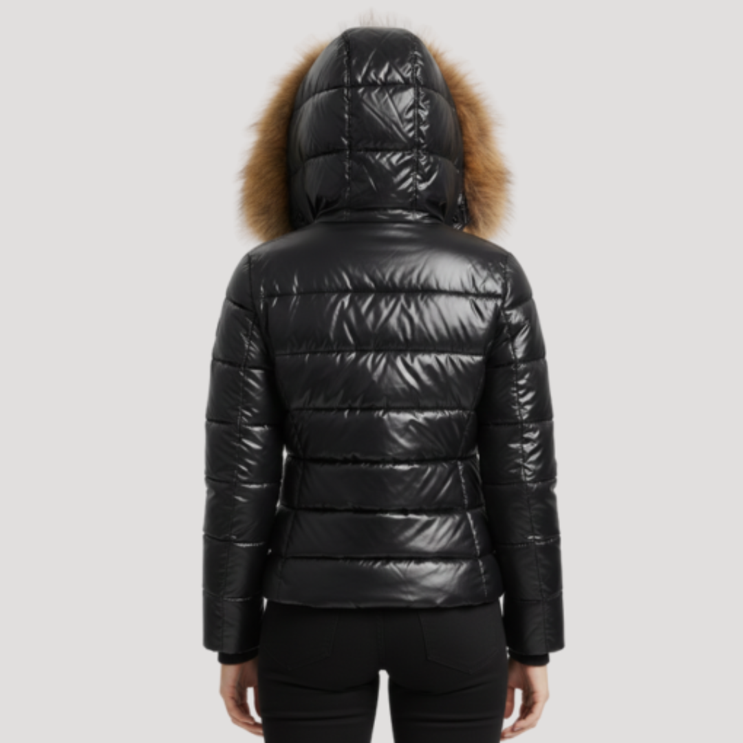 Women's Puffer Jacket | Hood & Glossy Finish