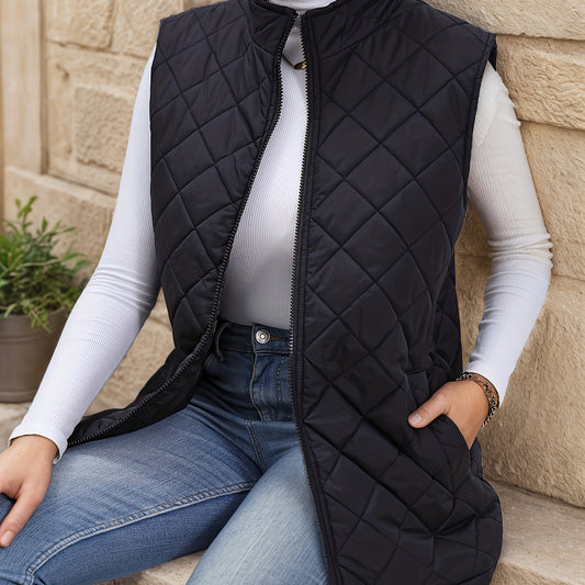 Women's Quilted Gilet | Longline & Zip Front