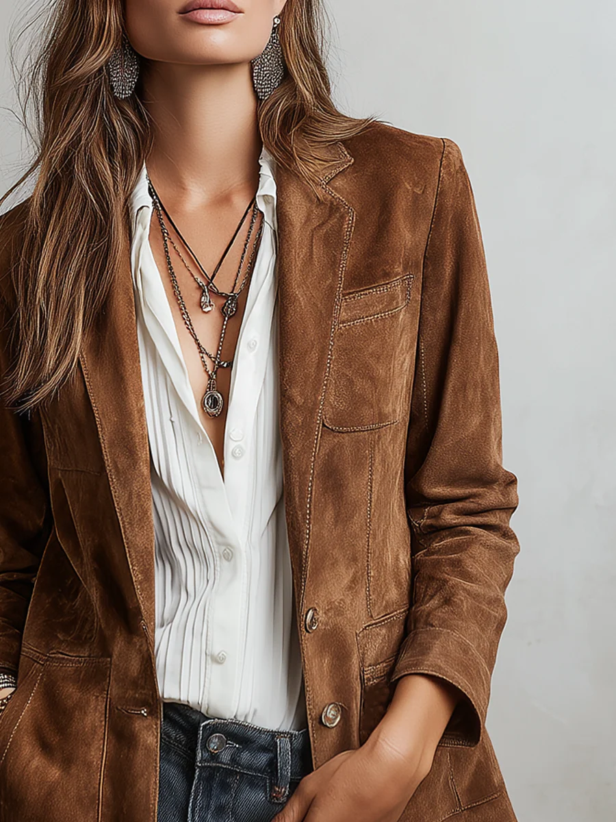 Women's Retro Jacket | Contrast Stitch Detailing