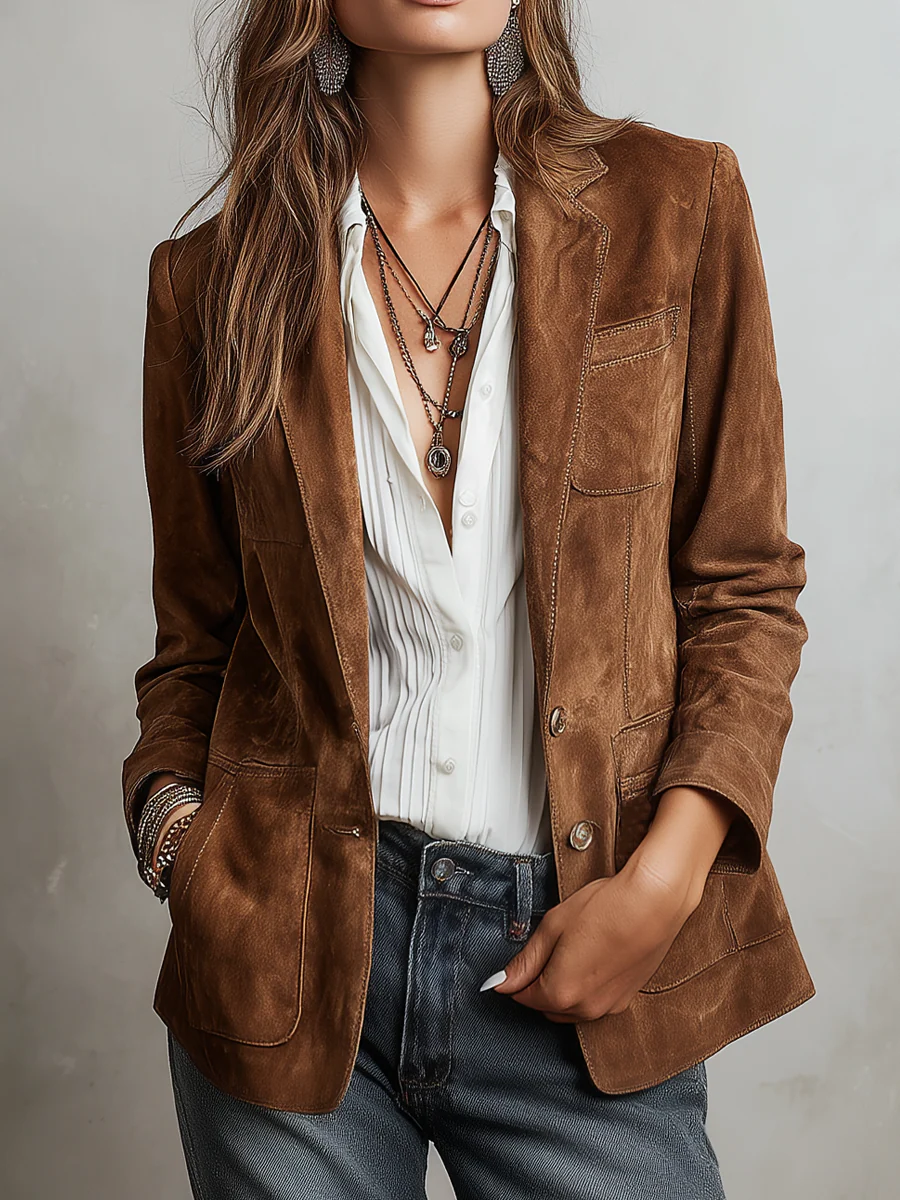 Women's Retro Jacket | Contrast Stitch Detailing