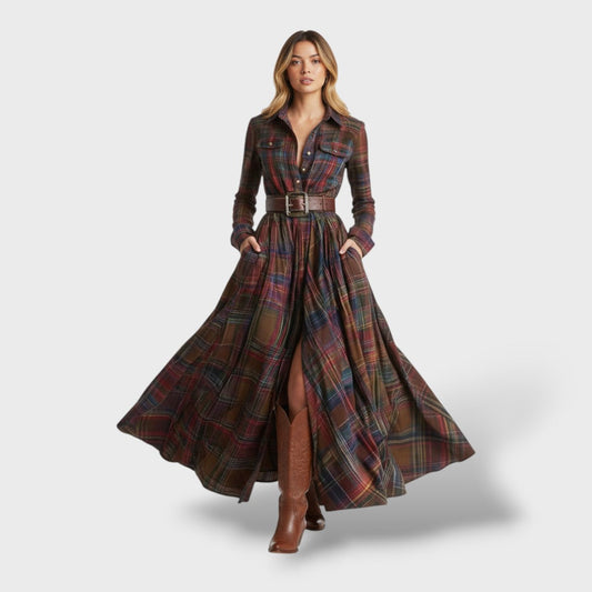 Women's Shirt Dress | Plaid Pattern & Loose Fit