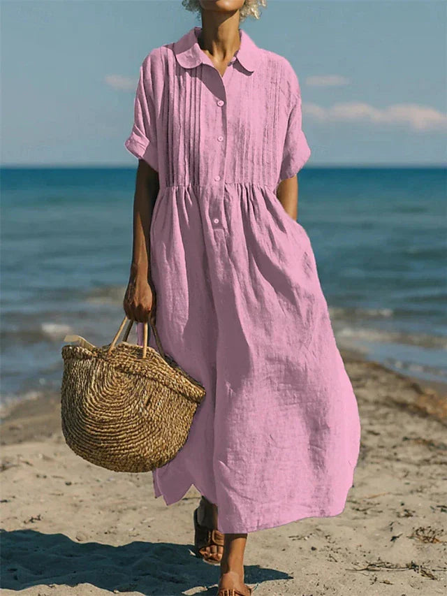 Women's Shirt Dress | Relaxed Button-Front Midi