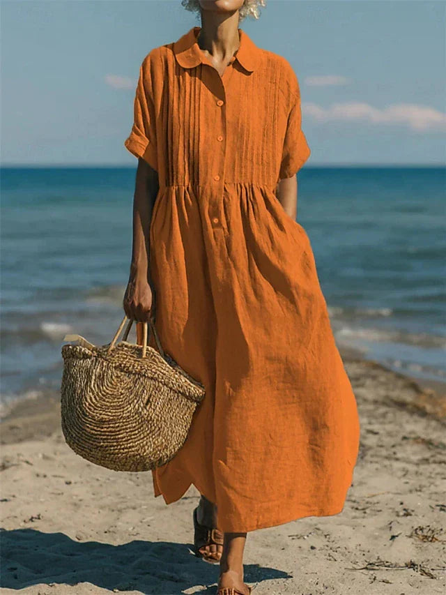 Women's Shirt Dress | Relaxed Button-Front Midi