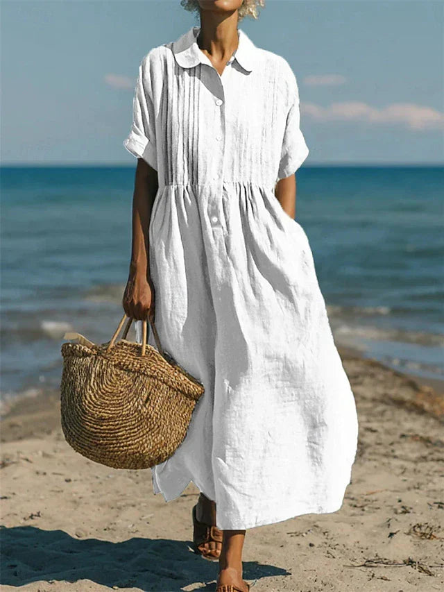 Women's Shirt Dress | Relaxed Button-Front Midi