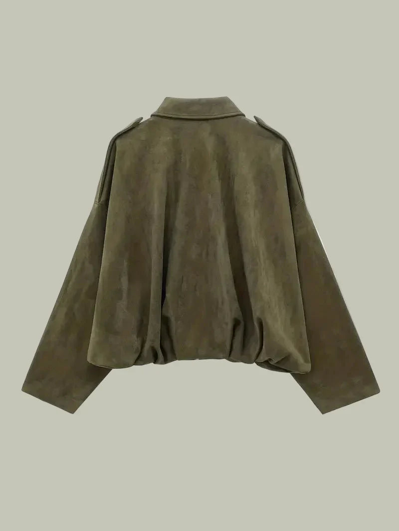 Women’s Oversized Faux Suede Jacket for Chic Style