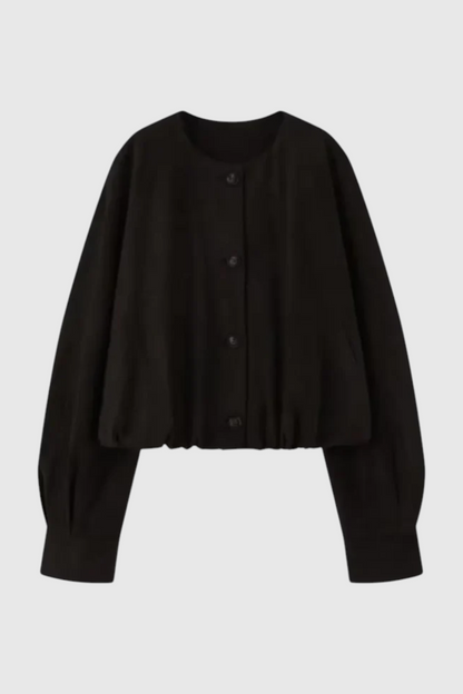 Women's Short Jacket | O-Neck & Pockets