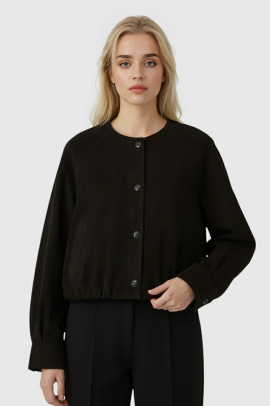 Women's Short Jacket | O-Neck & Pockets