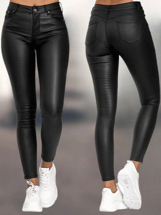 Women's Skinny Pants | High-Waisted & Glossy Finish