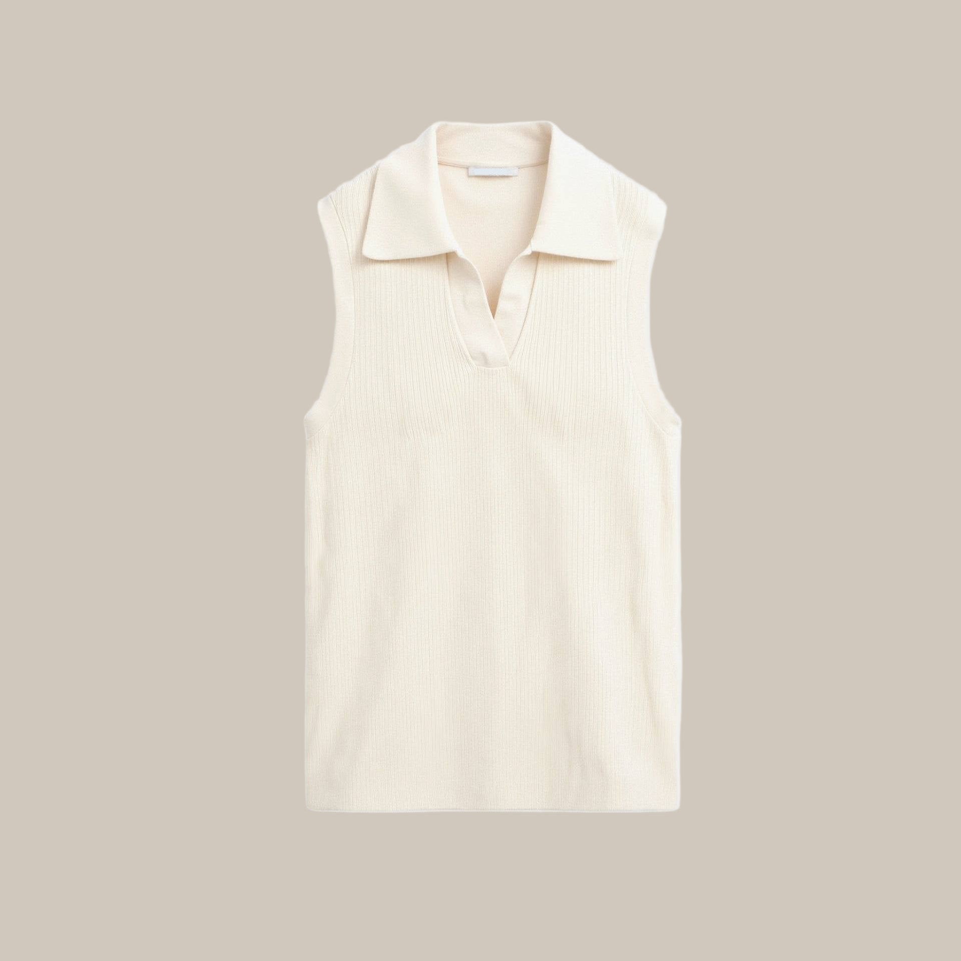 Chic Women’s Knit Top with Open Collar V-Neck