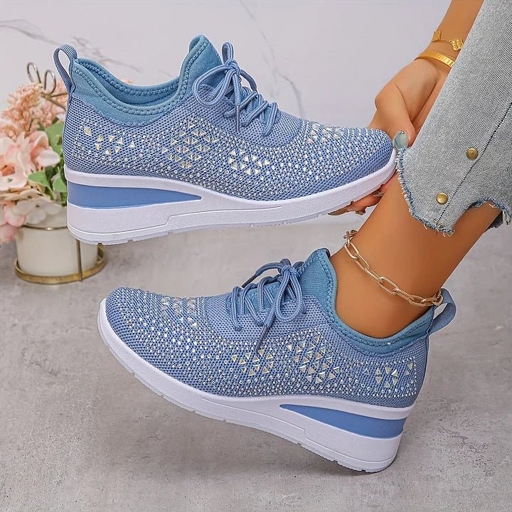 Women's Sneakers | Crystal Studded Upper, Hidden Wedge Sole
