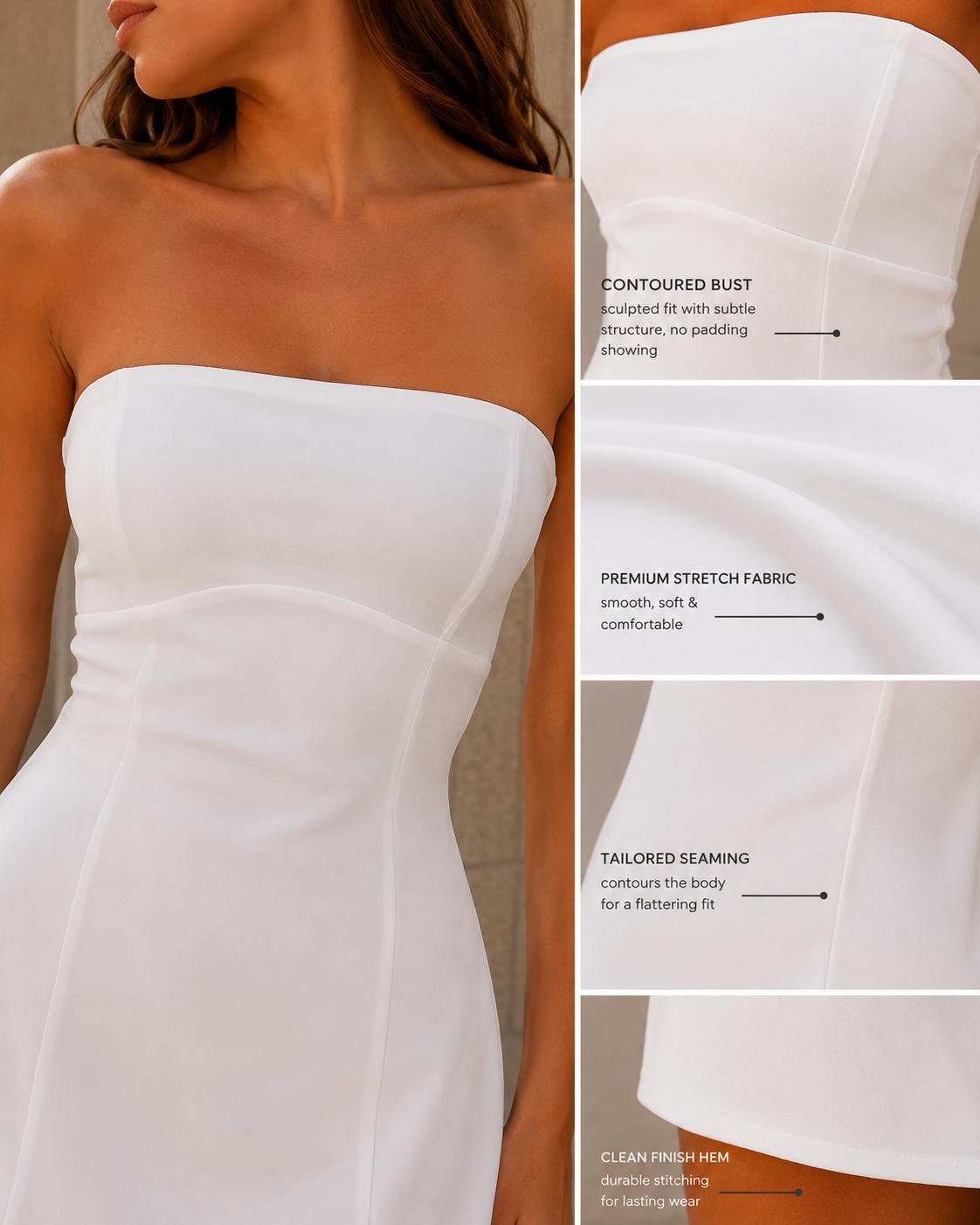 Women's Strapless Mini Dress | Fitted Bodice & Sleek Design