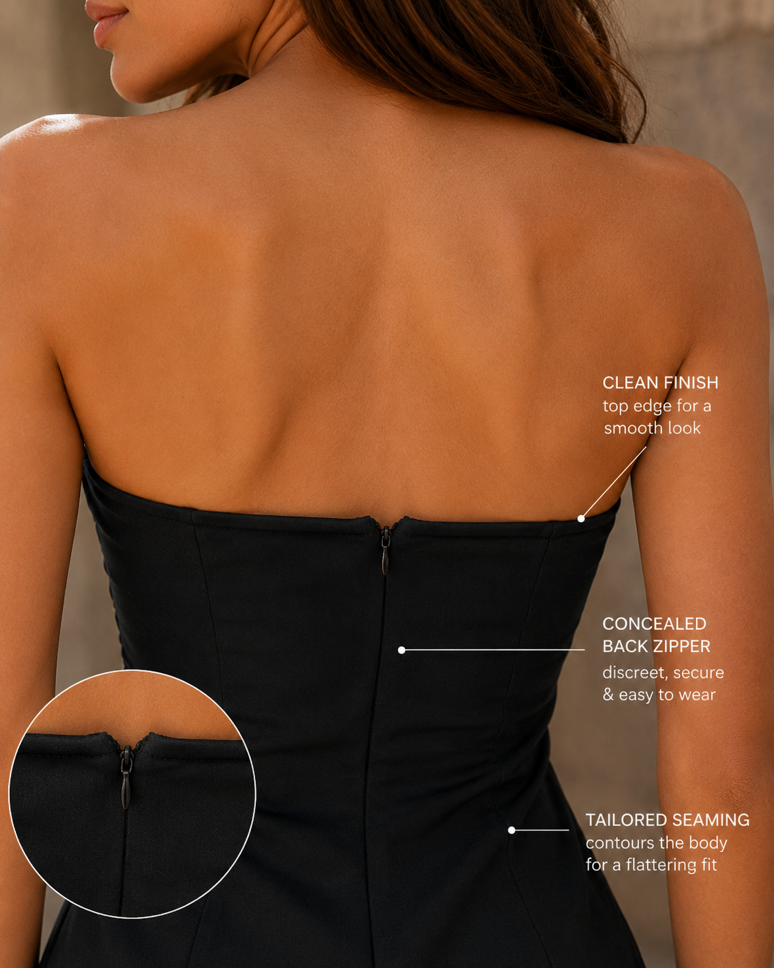 Women's Strapless Mini Dress | Fitted Bodice & Sleek Design